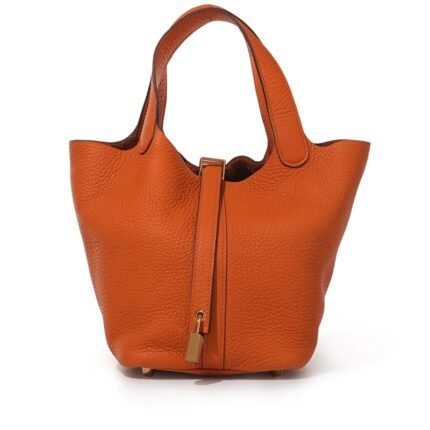 Hermes Orange Clemence Picotin Lock 18 Gold Hardware