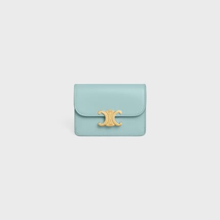 CARD HOLDER WITH FLAP TRIOMPHE IN SHINY CALFSKIN POOL