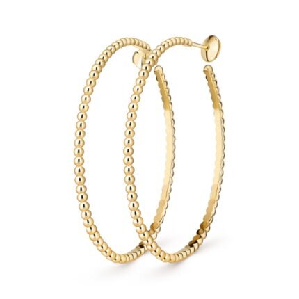 Perlée pearls of gold hoop earrings, large model