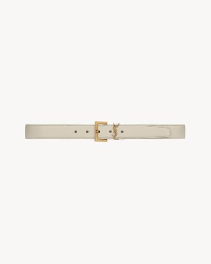 cassandre belt with square buckle in shiny box saint laurent leather