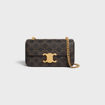 CHAIN SHOULDER BAG CLAUDE IN TRIOMPHE CANVAS TAN