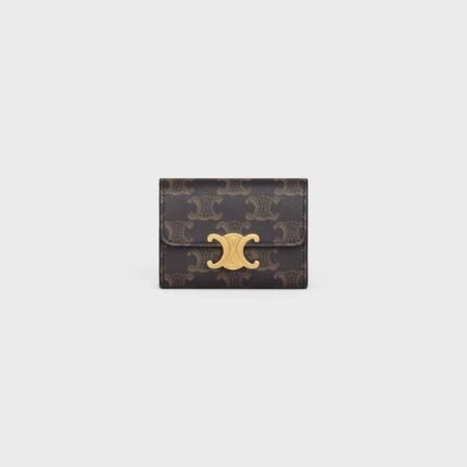 COMPACT WALLET WITH COIN TRIOMPHE IN TRIOMPHE CANVAS TAN