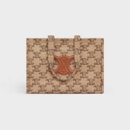 LARGE CABAS THAIS IN TEXTILE WITH TRIOMPHE CAMEL