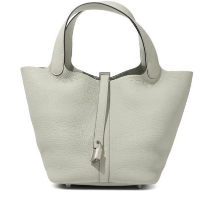 Hermes Gris Neve Clemence Picotin Lock 22 Palladium Hardware