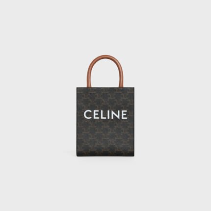 MINI VERTICAL CABAS IN TRIOMPHE CANVAS AND CALFSKIN WITH CELINE PRINT TAN