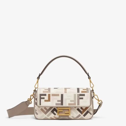 Baguette Canvas Bag With Multicolor FF Embroidery