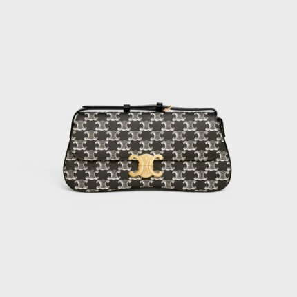 MEDIUM CELINE LOLA BAG IN TRIOMPHE CANVAS TWO-TONE BLACK