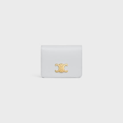 TRIOMPHE COMPACT WALLET IN SHINY CALFSKIN MOON